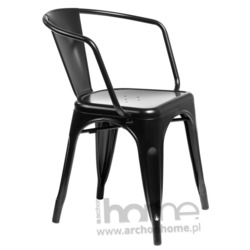 Krzesło Paris Arms czarne - inspirowany Tolix