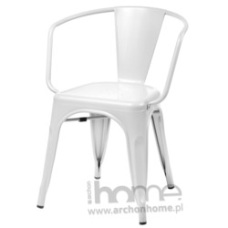 Krzesło Paris Arms białe - inspirowany Tolix