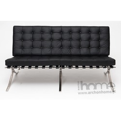 Sofa dwuosobowa BARCELONA czarna eko skóra - inspirowana BARCELONA