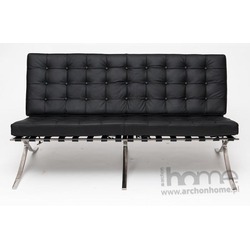 Sofa dwuosobowa Barcelona czarna skóra - inspirowana Barcelona